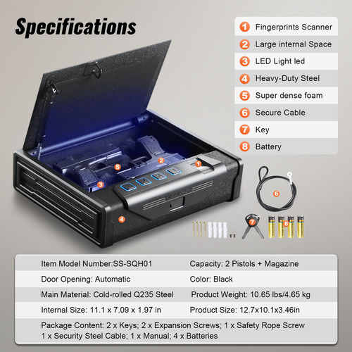 Caja Fuerte Seguridad Biometrica Para Pistolas