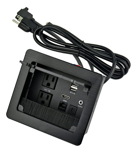 Caja De Conectividad Con Tapa De Cepillo De Sobremesa Con 2