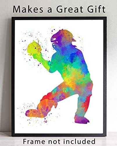 Impresión De Arte Abstracto De Pared  De Béisbol 11x14