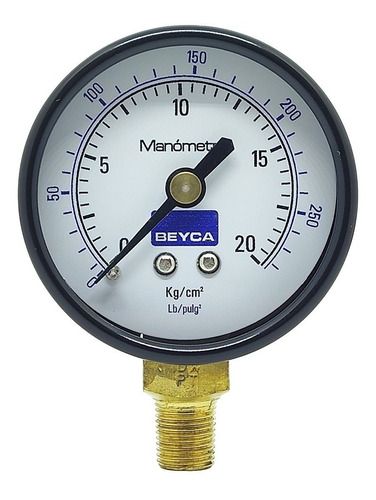 Manómetro Beyca Mm1-34/20 20 Kg 50mm Rosca 1/8 Inferior