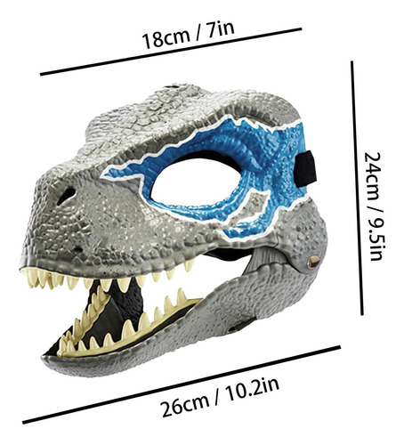 Máscara De Dinosaurio Tiranosaurio Rex Mandíbula Móvil Azul Color Nombre Del Diseño
