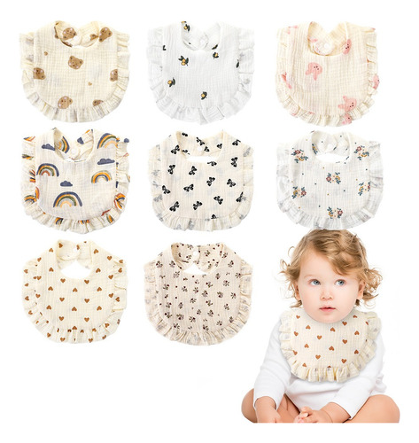 , Baberos Bebe Con Volantes Recién Nacidos Niñas Unisex 8