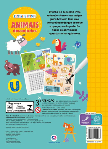Escreva E Apague: Escreva E Apague Com Caneta, De Paloma Blanca Alves. Escreva E Apague, Vol. 1. Editorial Ciranda Cultural, Tapa Mole, Edición 1 En Português, 2022