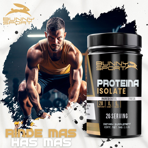 Bunny Proteina Isolatada 1 Kg Cero Carbs Varios Sabores Fresa