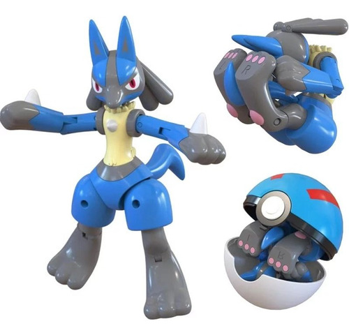 Pokebola Com Pokemon Lucário De Brinquedo Articulado Coleção