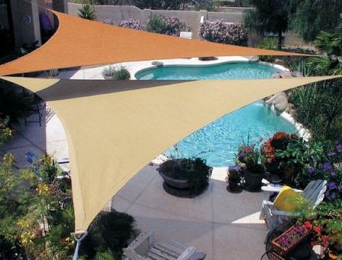 Imagen 4 de 8 de Pack 3 Toldo Vela Impermeable Toldo Plegable 5x5x5m Tringulo
