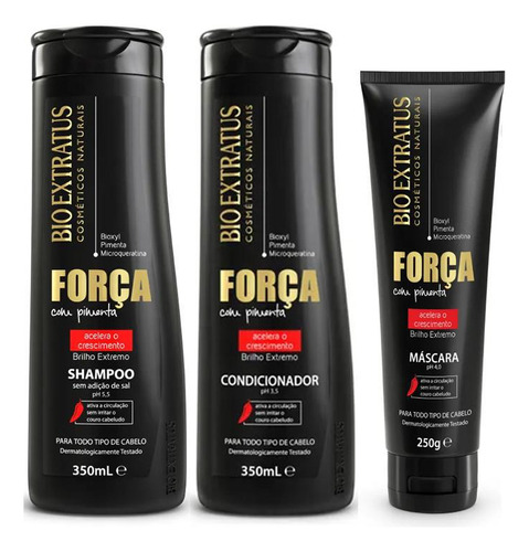 Kit Força Com Pimenta Shampoo + Condic. 350ml + Máscara 250g
