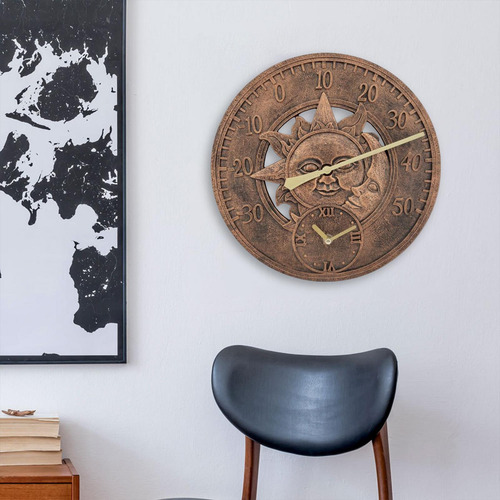 Reloj De Pared Redondo Pantalla De Temperatura A Prueba De