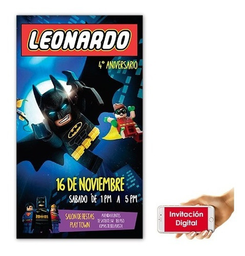 Invitación Digital - Batman Lego - Personalizada