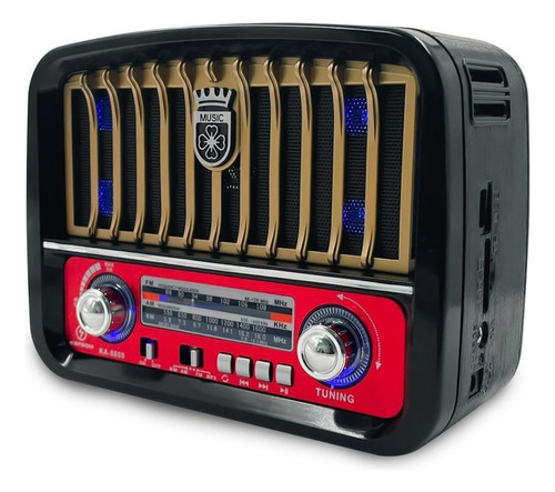 Rádio Vintage Portátil Bluetooh Sd/aux/usb Kapbom Ka-8808