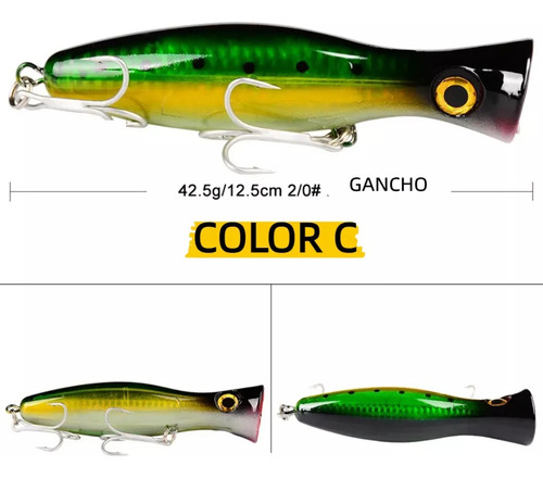 4 Señuelos Popper De 43g Kit Pesca Superficial Mar Playa Río