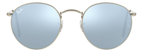 Anteojos de sol Ray-Ban Round Flash Lenses Standard con marco de metal color polished silver, lente silver de cristal flash, varilla polished silver de metal - RB3447