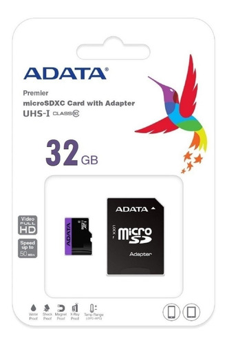 Memoria Micro Sd 32 Gb Adata Clase 10 C/adaptador Pack X 2u
