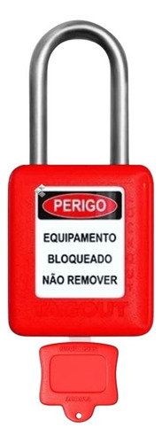 Cadeado Nr10 Bloqueio De Máquina Haste Aço Cromada Cor Vermelho