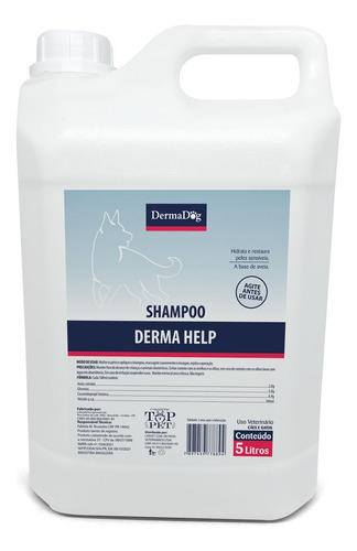 Shampoo Pet 5 L Profissional Derma Help Aveia Pele Sensível