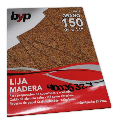 Pack 25 Lijas De Madera 9''x11'' Grano 150 Byp