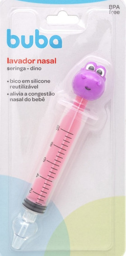 Seringa Lavador Nasal Infantil Silicone Dino Rosa 16997 Buba