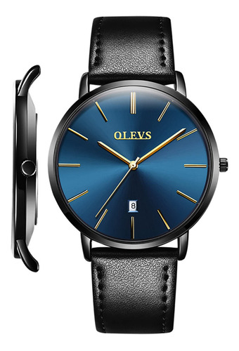 Reloj Olevs Pulsera, De Cuero, Clasico, Resistente Al Agua