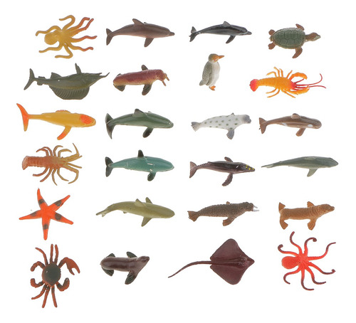 24 Animales Marinos De Plástico Figuras Marinas Modelo