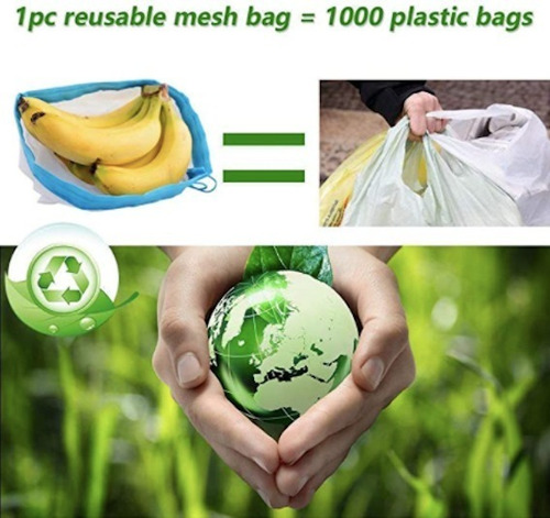Bolsas De Malla Red Reutilizbles Ecológicas Para Fruta 10 Pz