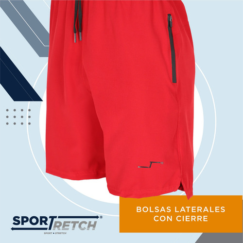 Short Deportivo Stretch Para Hombre Liso Con Bolsas Entrenar