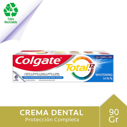 Pasta Dental Colgate Total 12 Whitening Tubo Reciclable 90g