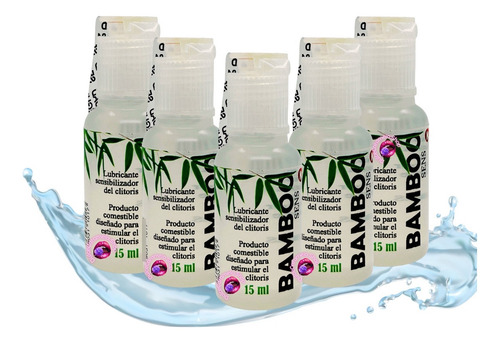 Set 5 Lubricante Gel Baseagua Multiorgásmico Clitoral Bamboo Sabor Fresa