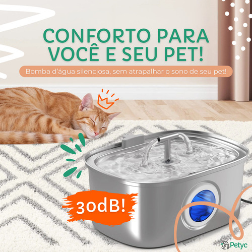 Bebedouro Automático Pets 3,2l Hidratação Contínua Eficaz Nf Cor Prateado 5v