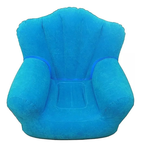 Imagen 5 de 10 de Sillon Sofa Inflable Azul Simil Pana Interior Exterior