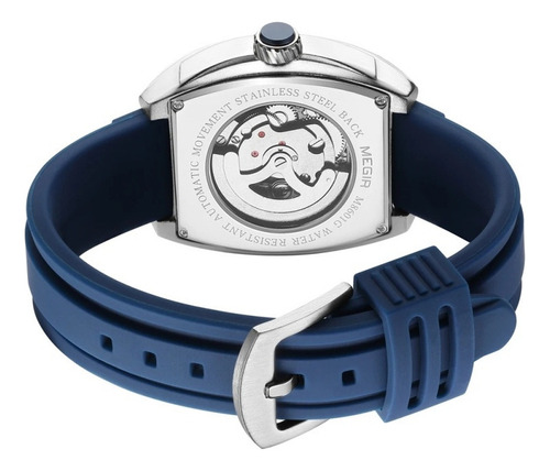 Reloj pulsera Megir 8601 con correa de silicona color sliver/blue