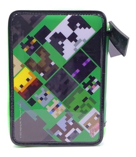 Imagen 4 de 7 de Cartuchera 2 Pisos Minecraft Pvc Con Utiles Lic Original