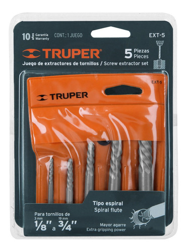 Juego Extractor Tornillos Birlos Barridos 5 Pz Truper 14512