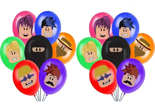 Imagen 1 de 1 de Set De Globos Roblox Cumpleaños 14 Unidades De Latex