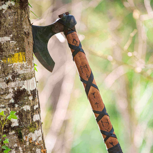 Valhallawarriors Viking Axe Listo Para Batalla Runa