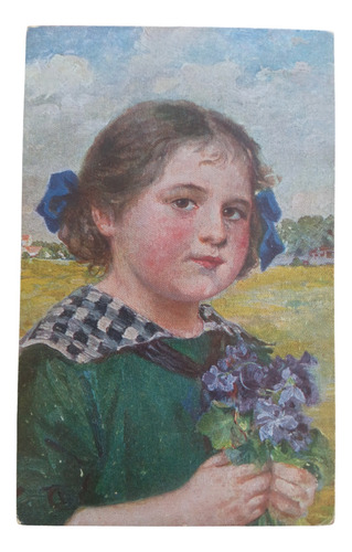 Pintura Robert Völcker Lieschen Hermosa Niña Con Flores