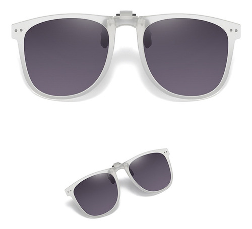 Gafas de sol plegables con protección UV y clips polarizados, color gris, marco de coco, gris degradado
