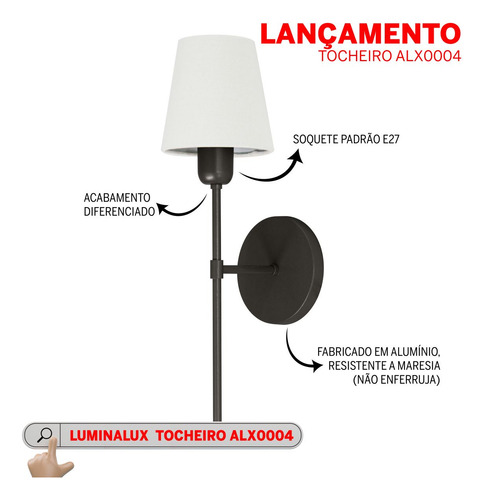 Arandela Luminalux Tocheiro Alx0004 Cabeceira Quarto Bivolt