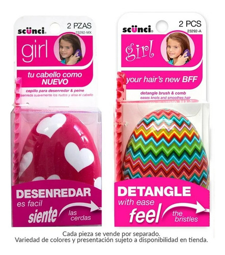 3 Pza Set De Cepillo Y Peine Scünci Varios Colores 1 Pza