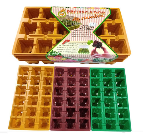 Set 10 Bandejas De Cultivo  25 X44  18 Celdas  6x6x6 Rigida