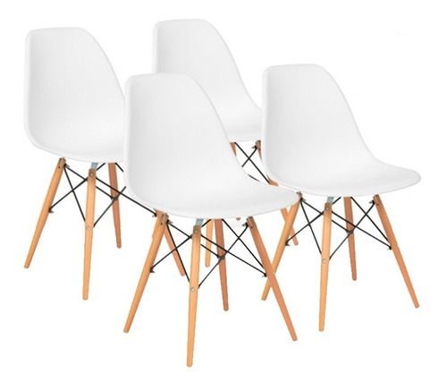  Pack 4 Sillas Comedor Color Blanco Eames Bar Negocio Hogar