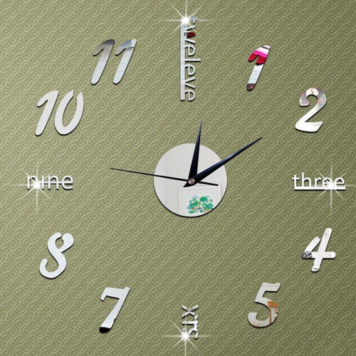 Reloj De Pared 3d Con Números De Espejo, Letras, Decoración