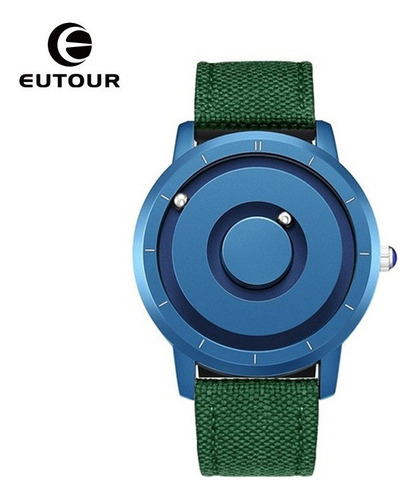 Relojes Impermeables De Lona De Cuarzo Eutour, Casuales Color De La Correa Green/blue