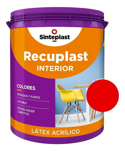 Recuplast Interior Pintura Latex Lavable Colores X 10 Lts Color Carmín