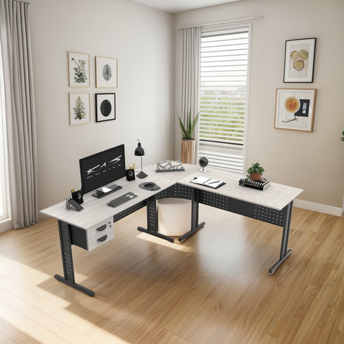 Mesa Para Escritório Em L 1.97x1.40 Cmp15 Escrivaninha | Várias Cores