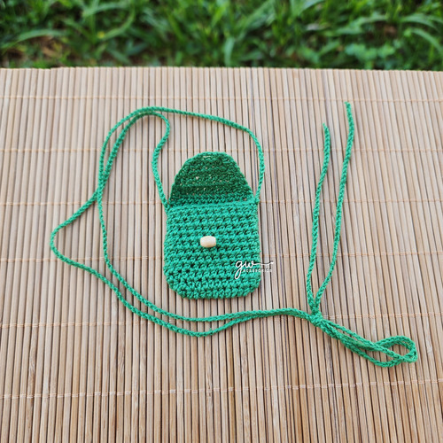 Colar Bolsinha Patuá Em Crochê - Cor Verde Trevo Verde Trevo