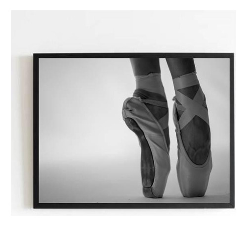 Quadro Fotografia Sapatilha De Ballet 33x24cm Moldura Preta