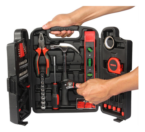 Herramientas Profesional 134 Pz Pack Estuche Portatil Color Rojo