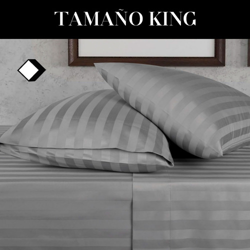 Juego De Sábanas King Size Dobby Suave Diseño Rayado 4 Pieza Blanco Rayas