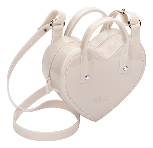 Bolsa Melissa Heartbeat Bag Com Alça Formato De Coração Ad Cor Bege