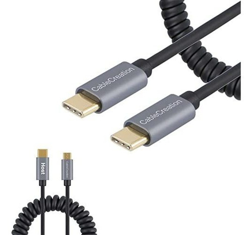 Cablecreation Cable Usb C En Espiral A Usb C 3a 60w Paquete 